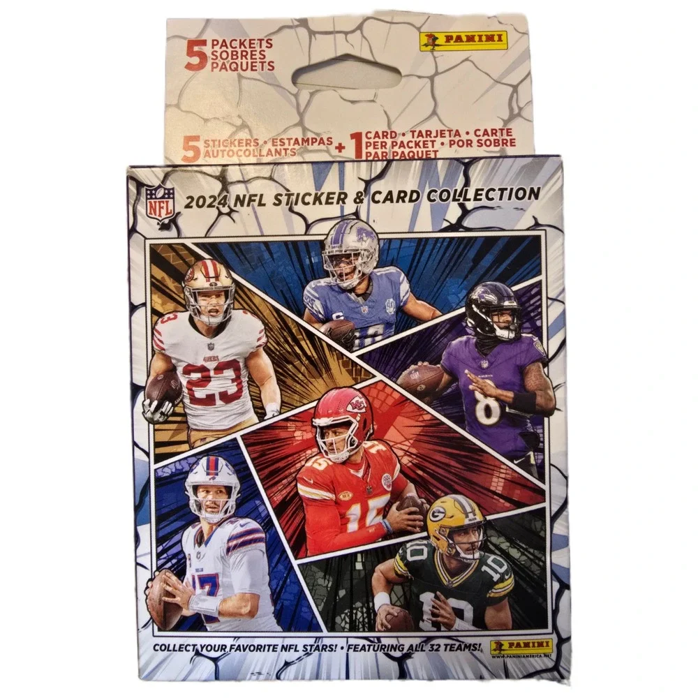 Panini 2024 NFL‎ Sticker and Card Collection Hanger Box 5 Packets Football Cards